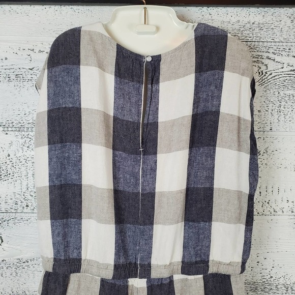 Old Navy Linen-Blend Plaid Sleeveless Romper Casual Summer One-Piece Coastal - Picture 5 of 9
